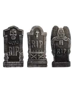 6-teiliges Halloween Grabstein Set 48cm -Halloween Kostüme Geschäft 6 teiliges halloween deko grabstein set halloween deko friedhof halloween tombstone set 52572 2