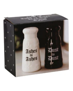 Asche Zu Asche Salz & Pfeffer Set -Halloween Kostüme Geschäft ashes to ashes salz und pffer set ashes to ashes salt and pepper shaker halloween homeware gothic homeware 53763 03