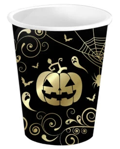 Extravagante Halloween Kürbis Pappbecher 6 St.