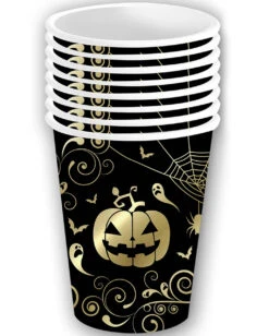 Extravagante Halloween Kürbis Pappbecher 6 St. -Halloween Kostüme Geschäft edle halloween kuerbis pappbecher noble halloween pumpkin paper cups elegante halloween tischdeko 53229 3