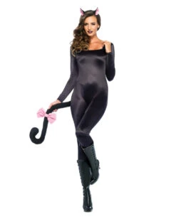 Schwarz Glänzender Catsuit -Halloween Kostüme Geschäft glaenzender catsuit schwarz catwoman kostuem halloween schwarzer kostuemanzug 36197 3