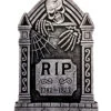 Skelett & Spinnweben Grabstein 52cm -Halloween Kostüme Geschäft grabstein mit skelett und spinnweben 52cm hallowee tombstone decoration prop halloween deko und grabsteine 52571