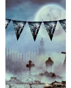 Zombie Friedhof Wimpel Girlande Halloween 3m -Halloween Kostüme Geschäft halloween friedhof wimpel girlande halloween graveyard banner halloween friedhof dekoration 53182 3