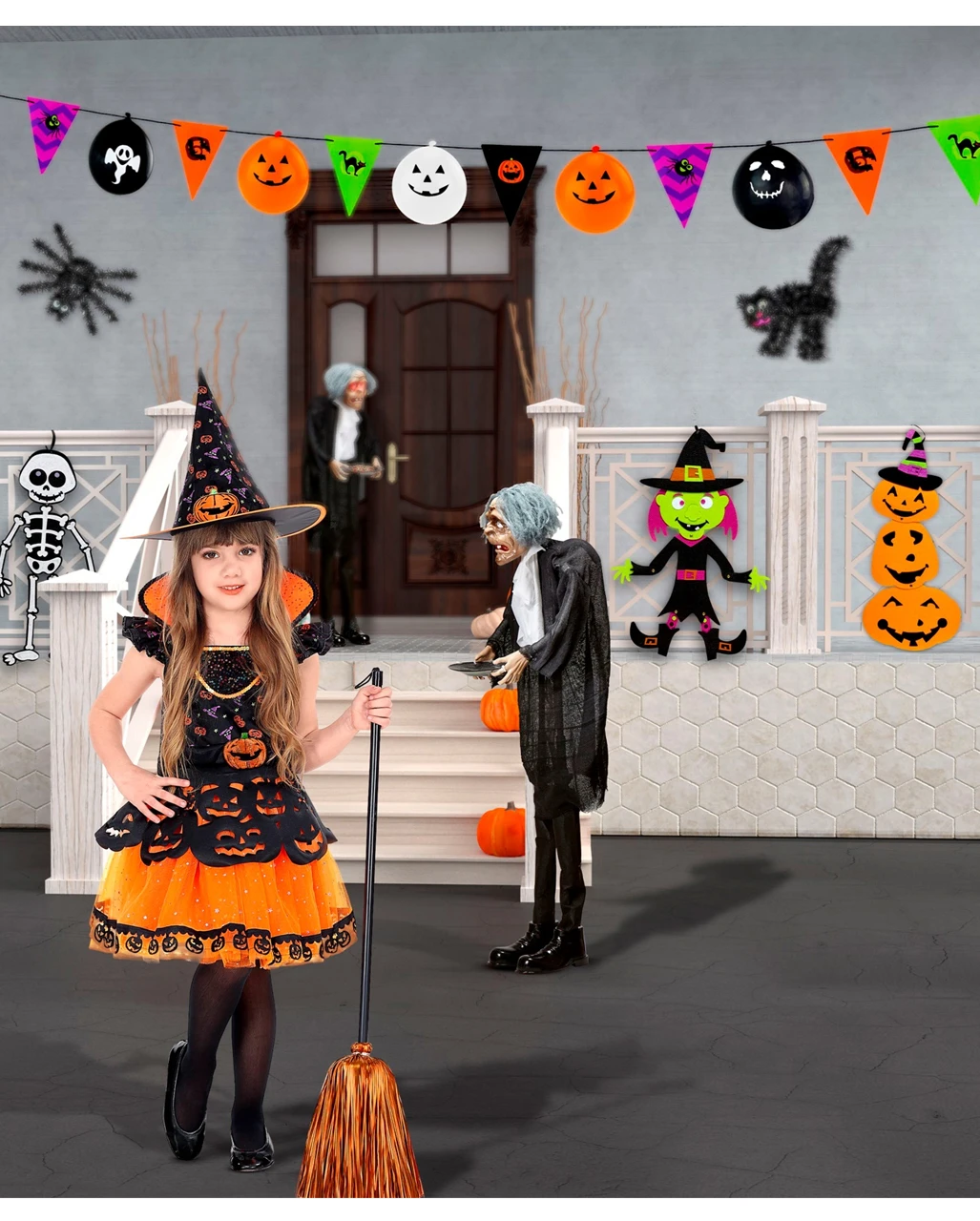 Halloween Girlande Mit Flaggen & Ballons 5 Halloween Girlande Mit Flaggen & Ballons – Bild 3