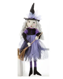 Halloween Hexe Kantenhocker Figur Lila 50cm