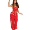 Exotisches Bauchtänzerin Kostüm Mit Münzen Rot -Halloween Kostüme Geschäft orientalisches bauchtanz kostuem mit muenzen rot belly dancer costume faschingskostueme 37215
