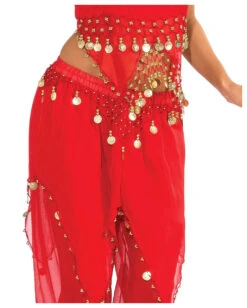 Exotisches Bauchtänzerin Kostüm Mit Münzen Rot -Halloween Kostüme Geschäft orientalisches bauchtanz kostuem mit muenzen rot belly dancer costume faschingskostueme 37215 3