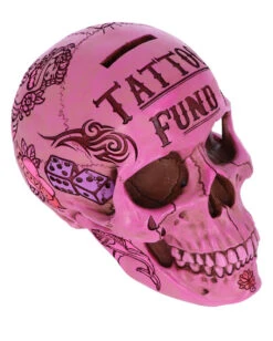 Pinke Tattoo Fund Totenschädel Spardose -Halloween Kostüme Geschäft pinke tattoo fund totenkopf spardose pinke tattoo fund money box totenschaedel geschenkartikel 54552 06