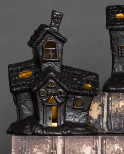 Beleuchtete Grusel Glitzer Geisterhaus Deko -Halloween Kostüme Geschäft scary glitter geisterhaus deko mit led scary glitter light up haunted house halloween spukhaus deko 53048 3