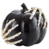 Kürbis Mit Greifenden Skeletthänden Schwarz -Halloween Kostüme Geschäft schwarzer kuerbis mit skeletthaenden black pumpkin with skeleton hands halloween kuerbis deko 54694