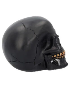 Schwarzer Totenschädel Mit Goldener Rose 15cm -Halloween Kostüme Geschäft schwarzer totenkopf mit goldener rose black skull with golden rose gothic deko gothic totenkopf 54621 06