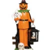 Wandernder Kürbis Mit Geist & Laterne Teelichthalter 37cm -Halloween Kostüme Geschäft spooky teelichthalter kuerbis mit geist und laterne 37cm spooky tea light holder pumpkin with ghost and lantern 54083