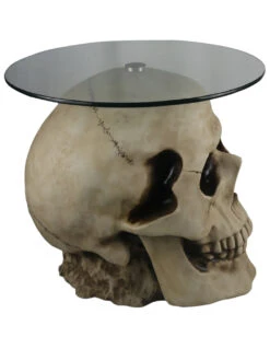 Totenschädel Tisch Mit Glasplatte 56,5cm -Halloween Kostüme Geschäft totenkopf tisch mit runder glasplatte totenschaedel tisch mit runder glasplatte skull table with round glass plate 54783 03
