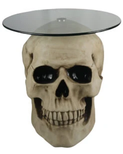 Totenschädel Tisch Mit Glasplatte 56,5cm -Halloween Kostüme Geschäft totenkopf tisch mit runder glasplatte totenschaedel tisch mit runder glasplatte skull table with round glass plate 54783 05