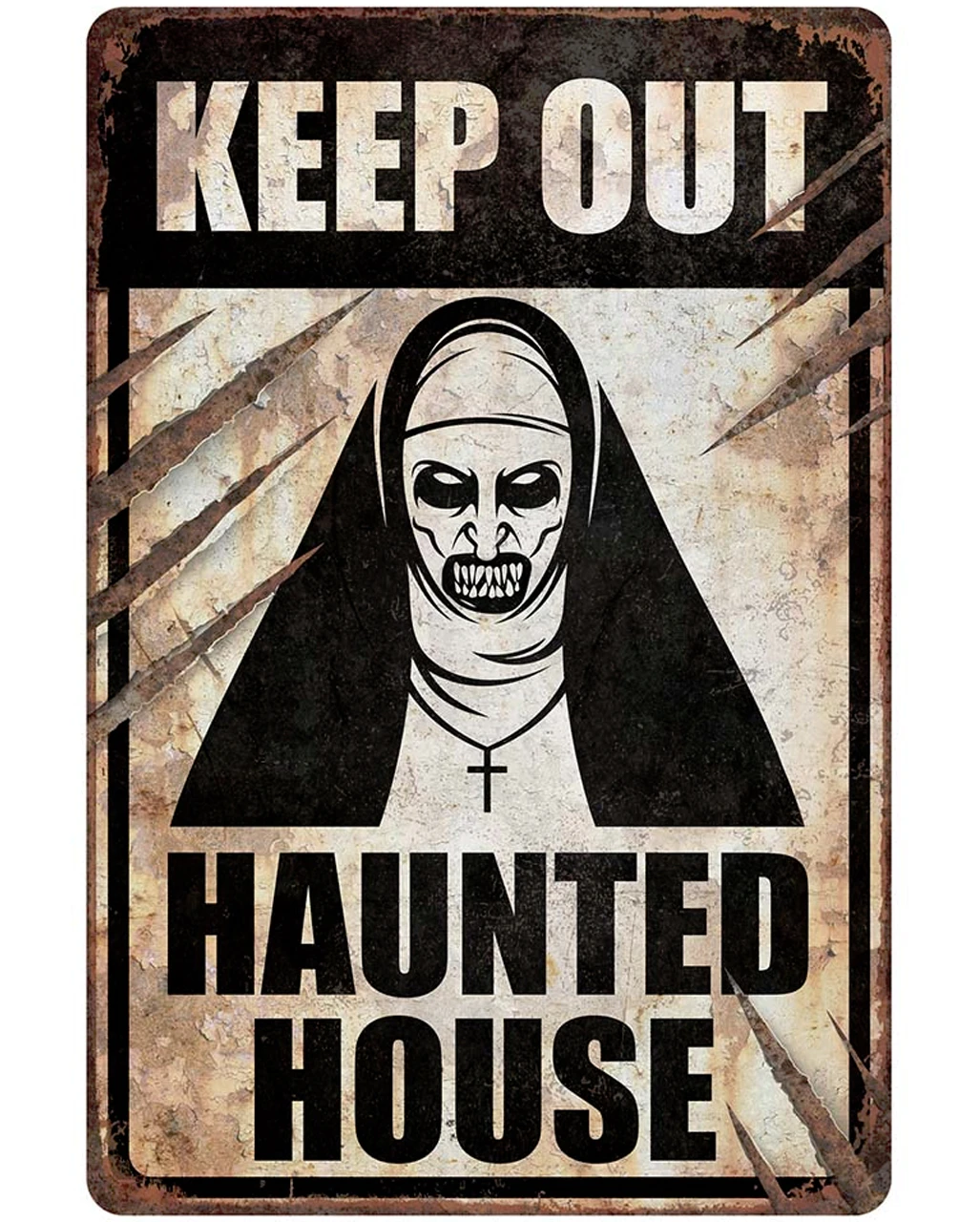 Keep Out Haunted House Warnschild Nonne 24x36 Cm 3 Keep Out Haunted House Warnschild Nonne 24x36 Cm
