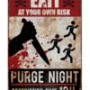 Purge Night Warnschild 24x36 Cm -Halloween Kostüme Geschäft warnschild purge night warning sign purge night halloween wanddeko schild 53314